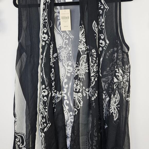 Coldwater Creek Butterfly Sheer Scarf Black White Vest One Size Fall NWT $49.95 - Picture 7 of 15